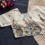 FANCY KHADI COTTON EMBROIDERY WORK STITCHED BLOUSE OFF WHITE