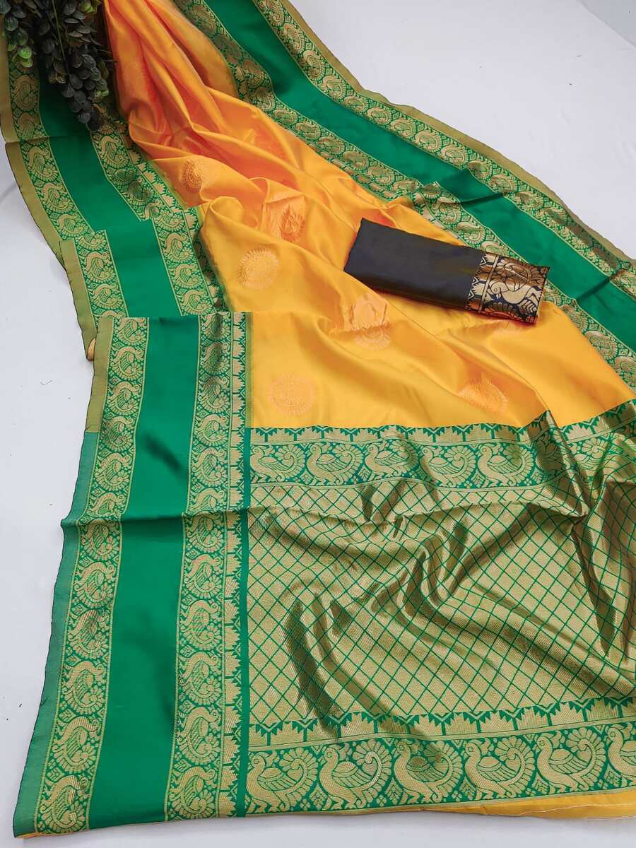 FANCY LICHI SILK JACQUARD WORK SAREE WITH UNSTITCHED BLOUSE FESTIVE WEAR WHOLESALE PRICE ETHNIC GARMENT (2)