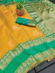 FANCY LICHI SILK JACQUARD WORK SAREE WITH UNSTITCHED BLOUSE FESTIVE WEAR WHOLESALE PRICE ETHNIC GARMENT (3)
