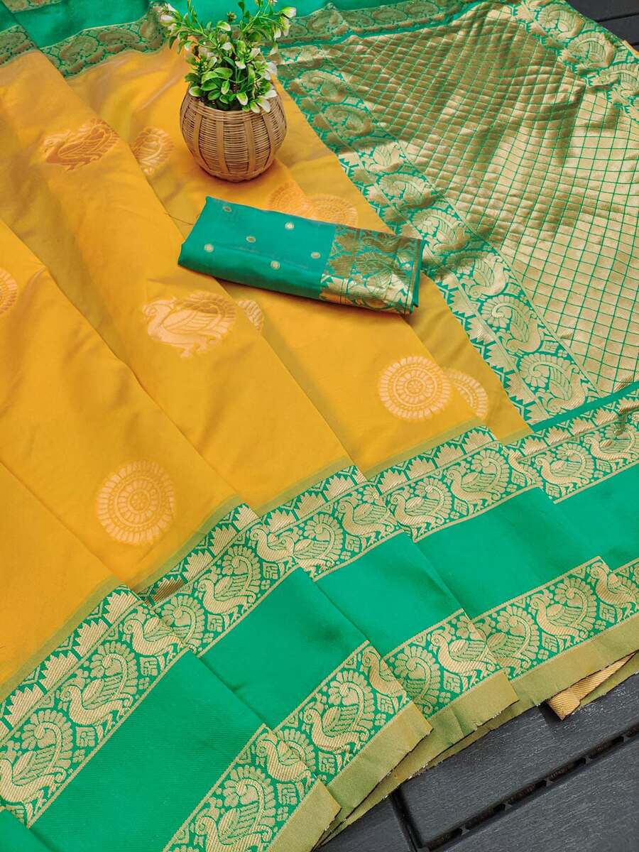 FANCY LICHI SILK JACQUARD WORK SAREE WITH UNSTITCHED BLOUSE FESTIVE WEAR WHOLESALE PRICE ETHNIC GARMENT (5)