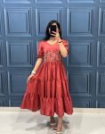 FANCY MAL COTTON EMBROIDERY WORK 3 LAYER PATTER STITCH ONE PIECE PARTY WEAR WHOLESALE PRICE ETHNIC GARMENT (2)