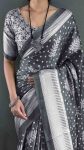 FANCY MOSS SILK PRINT WORK READY TO WEAR SAREE WITH UNSTITCHED BLOUSE FESTIVE WEAR WHOLESALE PRICE ETHNIC GARMENT (10)