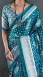 FANCY MOSS SILK PRINT WORK READY TO WEAR SAREE WITH UNSTITCHED BLOUSE FESTIVE WEAR WHOLESALE PRICE ETHNIC GARMENT (12)