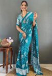 FANCY MOSS SILK PRINT WORK READY TO WEAR SAREE WITH UNSTITCHED BLOUSE FESTIVE WEAR WHOLESALE PRICE ETHNIC GARMENT (12)