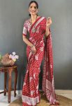 FANCY MOSS SILK PRINT WORK READY TO WEAR SAREE WITH UNSTITCHED BLOUSE FESTIVE WEAR WHOLESALE PRICE ETHNIC GARMENT (7)