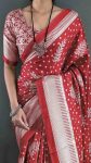 FANCY MOSS SILK PRINT WORK READY TO WEAR SAREE WITH UNSTITCHED BLOUSE FESTIVE WEAR WHOLESALE PRICE ETHNIC GARMENT (7)