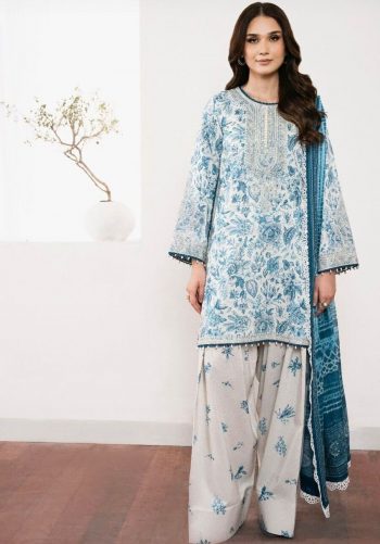FANCY NATURAL CREPE DIGITAL PRINT WITH EMBROIDERY WORK TOP PATIYALA WITH DUPATTA  SKY