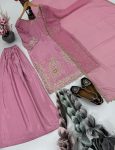 FANCY NATURAL CREPE EMBROIDERY SEQUENCE WORK TOP PALAZZO WITH DUPATTA PARTY WEAR WHOLESALE PRICE ETHNIC GARMENT (2)