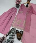 FANCY NATURAL CREPE EMBROIDERY SEQUENCE WORK TOP PALAZZO WITH DUPATTA PARTY WEAR WHOLESALE PRICE ETHNIC GARMENT (2)