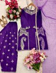 FANCY NATURAL CREPE EMBROIDERY SEQUENCE WORK TOP PATIYALA WITH DUPATTA FESTIVAL WEAR WHOLESALE PRICE ETHNIC GARMENT (4)
