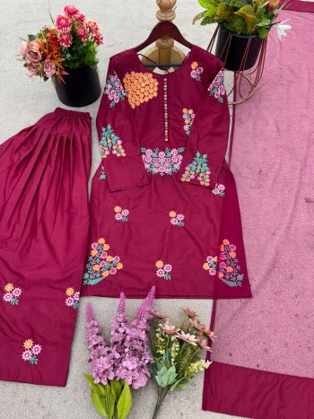 FANCY NATURAL CREPE SILK EMBROIDERY SEQUENCE WORK TOP PATIYALA WITH DUPATTA RANI