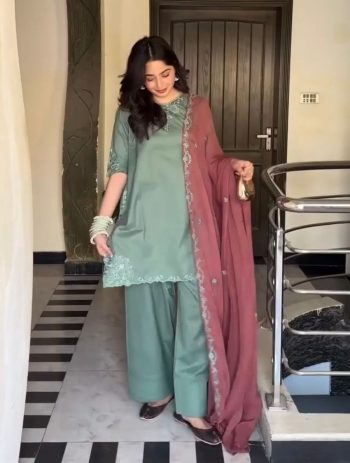 FANCY NATURAL CREPE THREAD WORK TOP PATIYALA WITH DUPATTA RAMA