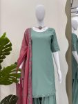 FANCY NATURAL CREPE THREAD WORK TOP PATIYALA WITH DUPATTA FESTIVE WEAR WHOLESALE PRICE ETHNIC GARMENT (4)