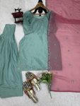 FANCY NATURAL CREPE THREAD WORK TOP PATIYALA WITH DUPATTA FESTIVE WEAR WHOLESALE PRICE ETHNIC GARMENT (4)