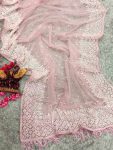 FANCY NET SEQUENCE EMBROIDERY TUSSLE WORK SAREE WITH UNSTITCHED BLOUSE PARTY WEAR WHOLESALE PRICE ETHNIC GARMENT (2)