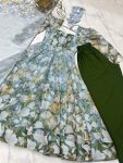 FANCY ORGANZA SILK FLORAL PRINT WORK ANARKALI GOWN BOTTOM WITH DUPATTA FESTIVE WEAR WHOLESALE PRICE ETHNIC GARMENT (3)