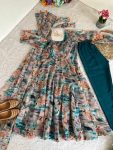 FANCY ORGANZA TABBY SILK DIGITAL PRINT WORK ANARKALI GOWN BOTTOM WITH DUPATTA FESTIVE WEAR WHOLESALE PRICE ETHNIC GARMENT (3)