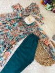 FANCY ORGANZA TABBY SILK DIGITAL PRINT WORK ANARKALI GOWN BOTTOM WITH DUPATTA FESTIVE WEAR WHOLESALE PRICE ETHNIC GARMENT (3)
