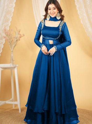 FANCY RANGOLI SILK HANDWORK TOP LEHENGA WITH DUPATTA TEAL