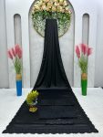 FANCY SATIN SILK THREAD WITH SEQUENCE WORK SAREE WITH UNSTITCHED BLOUSE AND WAIST BELT PARTY WEAR WHOLESALE PRICE ETHNIC GARMENT (9)