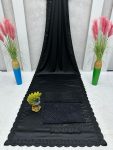 FANCY SATIN SILK THREAD WITH SEQUENCE WORK SAREE WITH UNSTITCHED BLOUSE AND WAIST BELT PARTY WEAR WHOLESALE PRICE ETHNIC GARMENT (9)