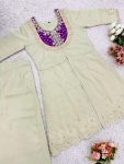 FANCY SHIMMER SILK EMBROIDERY CODING SEQUENCE WORK WITH BEADS WORK CO-ORD SET PARTY WEAR WHOLESALE PRICE ETHNIC GARMENT (9)