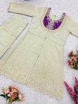 FANCY SHIMMER SILK EMBROIDERY CODING SEQUENCE WORK WITH BEADS WORK CO-ORD SET PARTY WEAR WHOLESALE PRICE ETHNIC GARMENT (9)