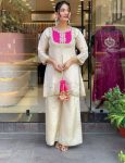 FANCY SHIMMER SILK EMBROIDERY CODING SEQUENCE WORK WITH BEADS WORK CO-ORD SET PARTY WEAR WHOLESALE PRICE ETHNIC GARMENT (3)