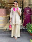 FANCY SHIMMER SILK EMBROIDERY CODING SEQUENCE WORK WITH BEADS WORK CO-ORD SET PINK