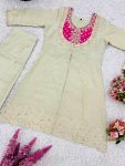 FANCY SHIMMER SILK EMBROIDERY CODING SEQUENCE WORK WITH BEADS WORK CO-ORD SET PARTY WEAR WHOLESALE PRICE ETHNIC GARMENT (3)