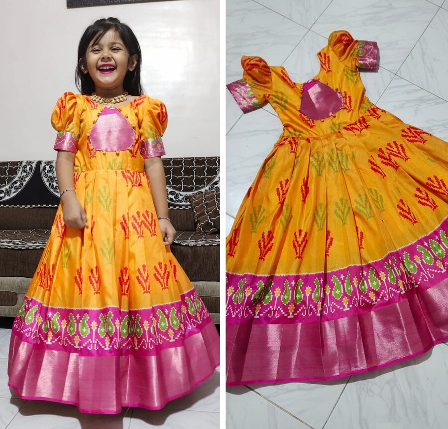 FANCY SILK DIGITAL PRINTED KID'S GOWN FESTIVE WEAR WHOLESALE PRICE ETHNIC GARMENT (4)
