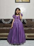 FANCY SILK HAND WORK KID'S GOWN PURPLE