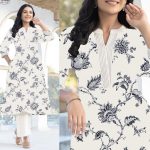 FANCY TWILL RAYON DIGITAL PRINT WORK TOP BOTTOM SET GREY