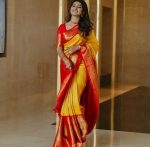 FASHINOABLE LICHI SILK JACQUARD WORK SAREE WITH UNSTITCHED BLOUSE YELLOW