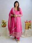 FASHINOABLE PURE NATURAL CREPE EMBRIODERY SEQUENCE WORK GOWN BOTTOM WITH DUPATTA PARTY WEAR WHOLESALE PRICE ETHNIC GARMENT (14)