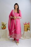 FASHINOABLE PURE NATURAL CREPE EMBRIODERY SEQUENCE WORK GOWN BOTTOM WITH DUPATTA PARTY WEAR WHOLESALE PRICE ETHNIC GARMENT (14)