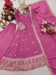 FASHINOABLE PURE NATURAL CREPE EMBRIODERY SEQUENCE WORK GOWN BOTTOM WITH DUPATTA PARTY WEAR WHOLESALE PRICE ETHNIC GARMENT (14)