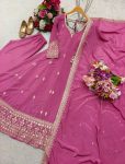 FASHINOABLE PURE NATURAL CREPE EMBRIODERY SEQUENCE WORK GOWN BOTTOM WITH DUPATTA PARTY WEAR WHOLESALE PRICE ETHNIC GARMENT (14)