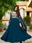 FASHIONABLE BLOOMING EMBROIDERY SEQUENCES WORK GOWN WITH DUPATTA FESTIVE WEAR WHOLESALE PRICE ETHNIC GARMENT (21)