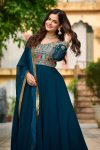FASHIONABLE BLOOMING EMBROIDERY SEQUENCES WORK GOWN WITH DUPATTA FESTIVE WEAR WHOLESALE PRICE ETHNIC GARMENT (21)