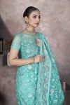 FASHIONABLE BUTTERFLY NET AARI EMBROIDERY WORK SAREE WITH UNTITCHED BLOUSE PARTY WEAR WHOLESALE PRICE ETHNIC GARMENT(45)