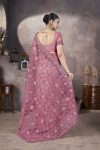 FASHIONABLE BUTTERFLY NET AARI EMBROIDERY WORK SAREE WITH UNTITCHED BLOUSE PARTY WEAR WHOLESALE PRICE ETHNIC GARMENT(33)