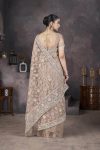 FASHIONABLE BUTTERFLY NET AARI EMBROIDERY WORK SAREE WITH UNTITCHED BLOUSE PARTY WEAR WHOLESALE PRICE ETHNIC GARMENT(39)