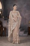 FASHIONABLE BUTTERFLY NET AARI EMBROIDERY WORK SAREE WITH UNTITCHED BLOUSE PARTY WEAR WHOLESALE PRICE ETHNIC GARMENT(39)