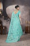 FASHIONABLE BUTTERFLY NET AARI EMBROIDERY WORK SAREE WITH UNTITCHED BLOUSE PARTY WEAR WHOLESALE PRICE ETHNIC GARMENT(45)