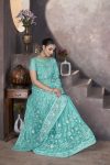 FASHIONABLE BUTTERFLY NET AARI EMBROIDERY WORK SAREE WITH UNTITCHED BLOUSE PARTY WEAR WHOLESALE PRICE ETHNIC GARMENT(45)