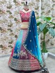FASHIONABLE CHINON EMBROIDERY SEQUENCE DESIGN WORK LEHENGA CHOLI WITH DUPATTA WEDDING WEAR WHOLESALE PRICE ETHNIC GARMENT (4)