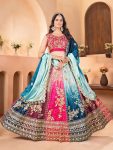FASHIONABLE CHINON EMBROIDERY SEQUENCE DESIGN WORK LEHENGA CHOLI WITH DUPATTA MULTI