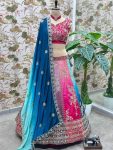 FASHIONABLE CHINON EMBROIDERY SEQUENCE DESIGN WORK LEHENGA CHOLI WITH DUPATTA WEDDING WEAR WHOLESALE PRICE ETHNIC GARMENT (4)