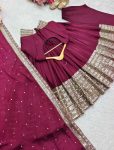 FASHIONABLE CHINON SILK EMBROIDERY SEQUENCE WORK GOWN BOTTOM WITH DUPATTA RECEPTION WEAR WHOLESALE PRICE ETHNIC GARMENT (2)